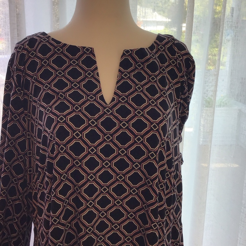 Laura Plus Black Pink & White Geometric Tunic